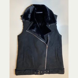 Zara faux suede/faux fur lined oversized moto vest